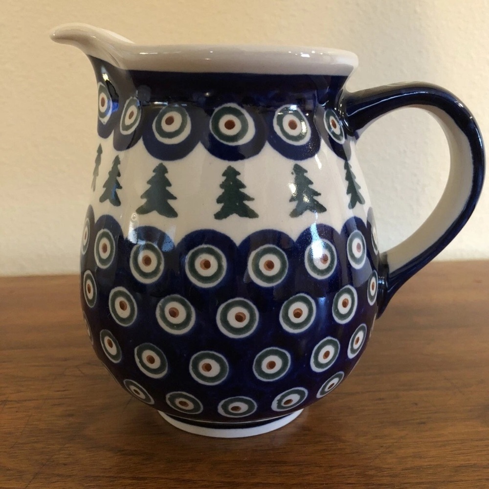 Blue and White Ceramic Pitcher